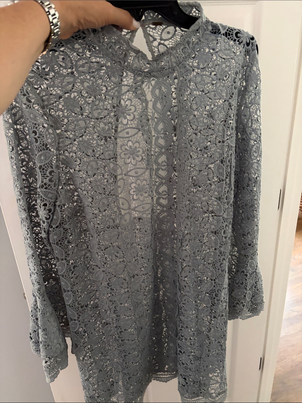 Free people Gray Crochet Lace Tunic Top